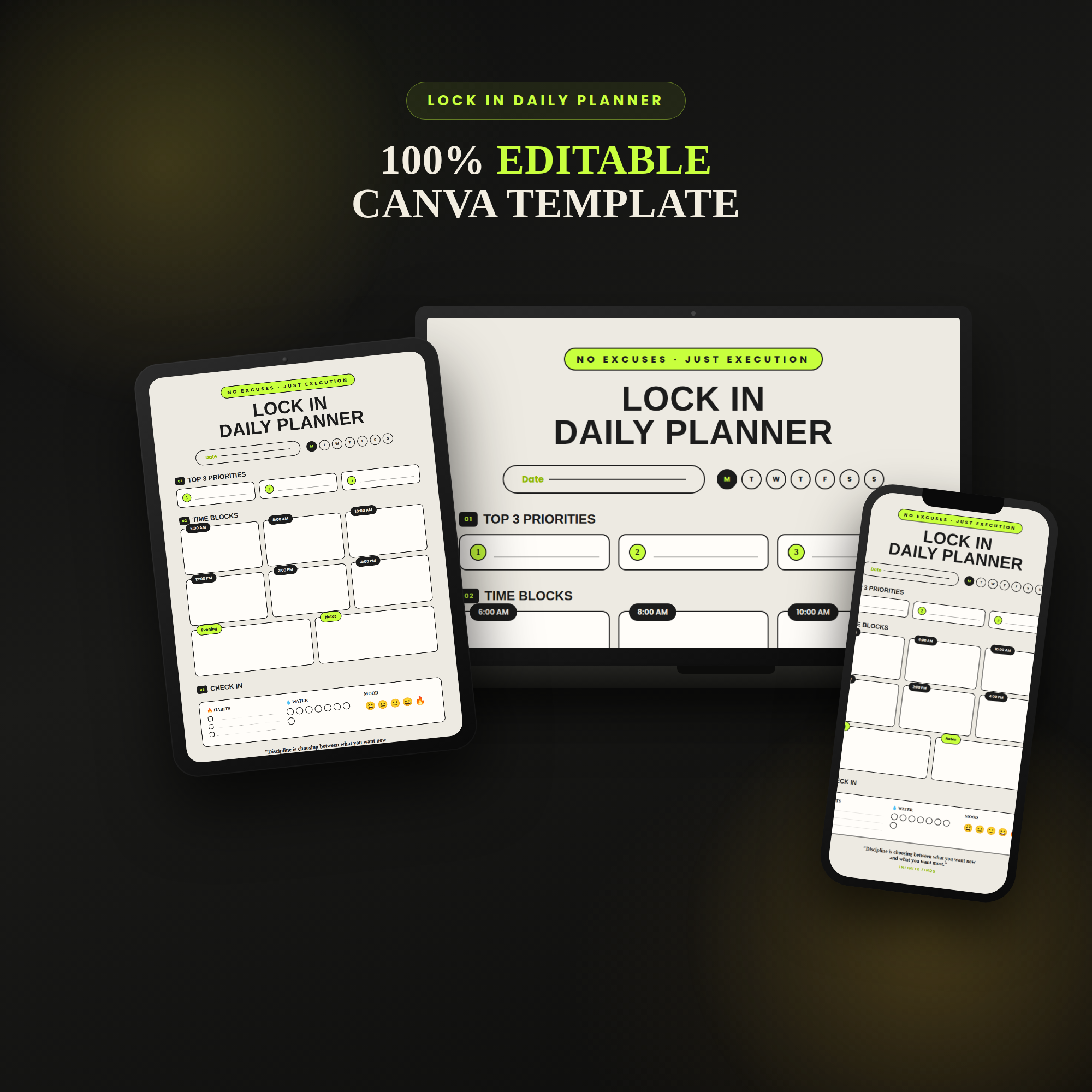 Lock in planner 2026 editable Canva template+PDF