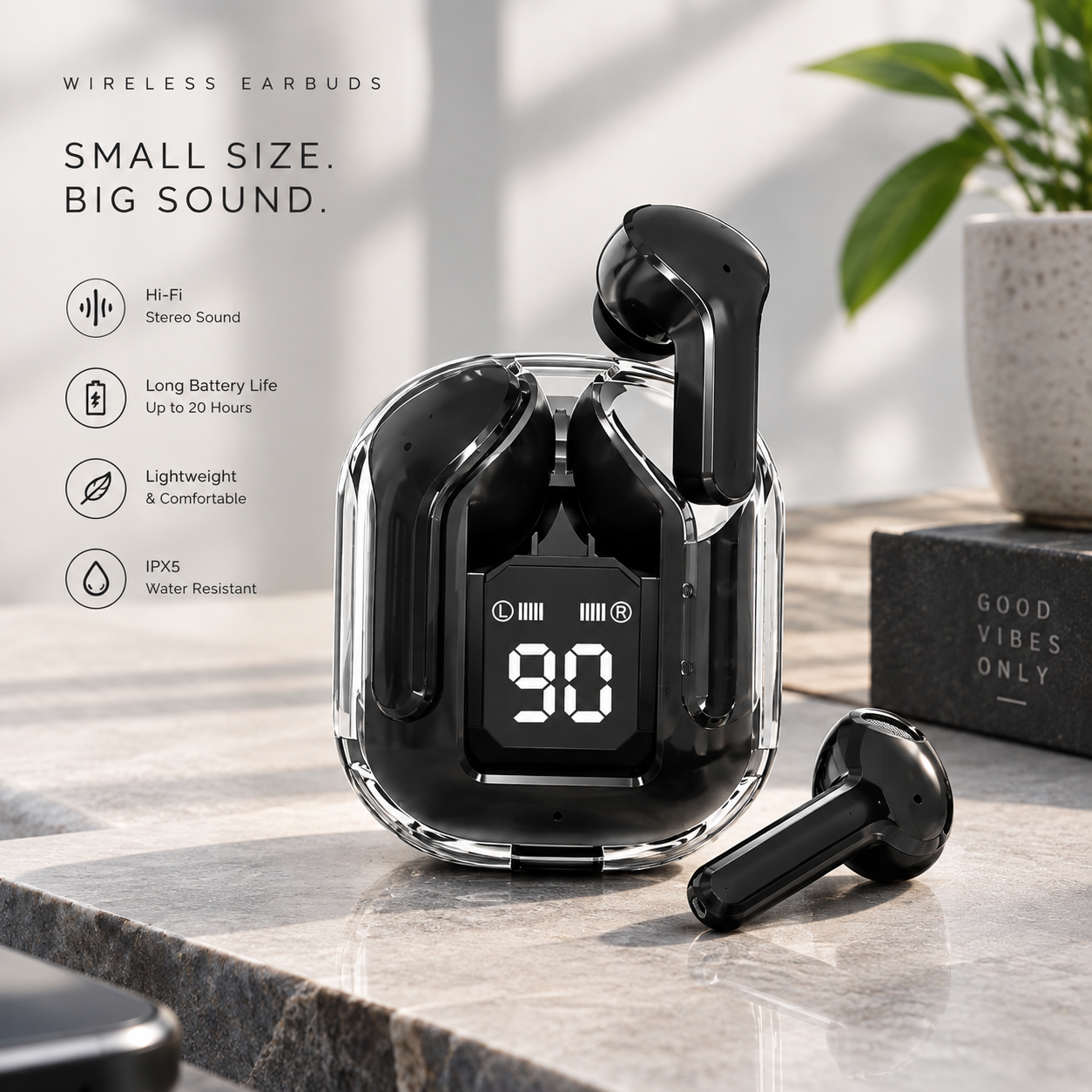 Wireless Bluetooth Earbuds - Touch Control, Noise