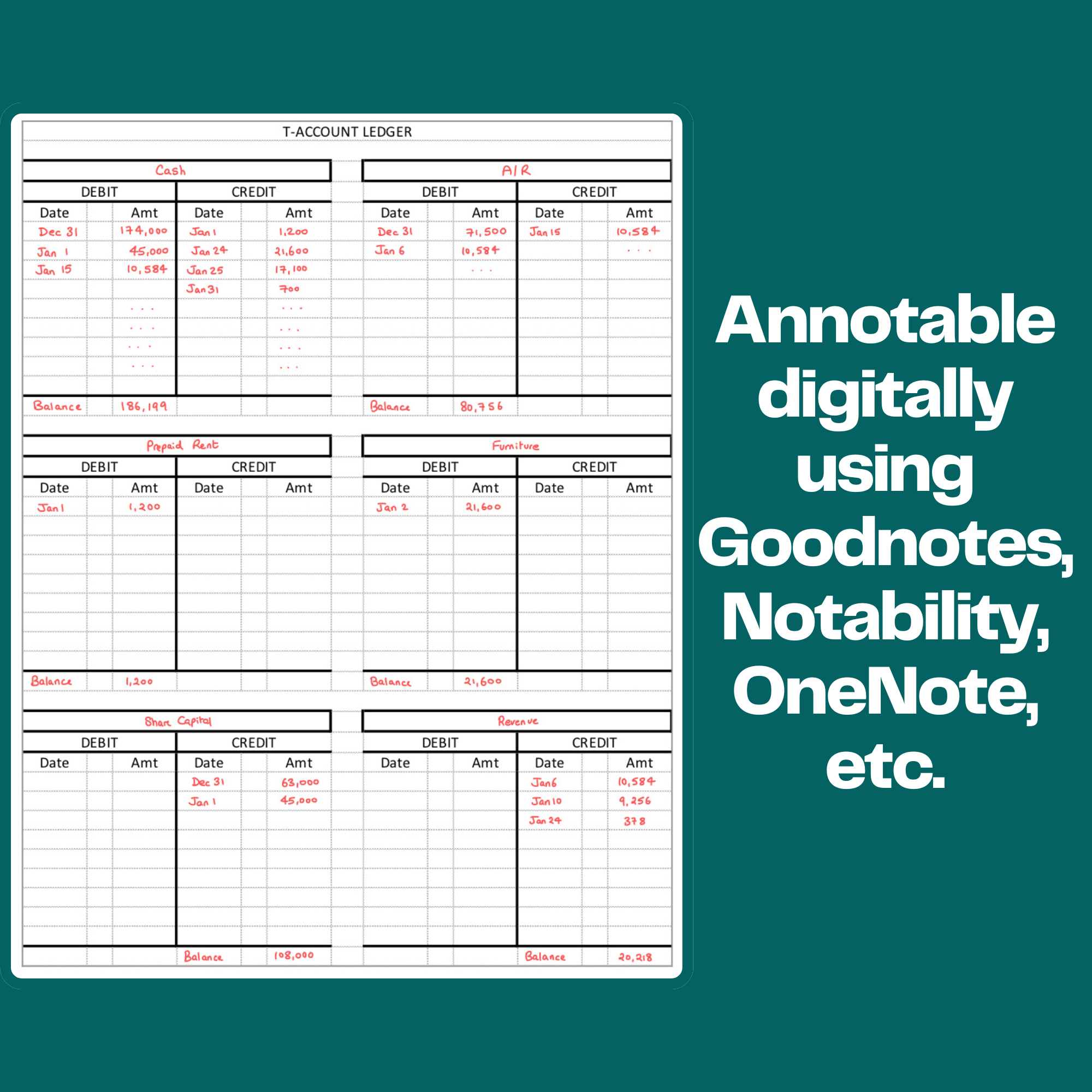 Accounting Bundle: Journal, Ledger, Balance Sheet