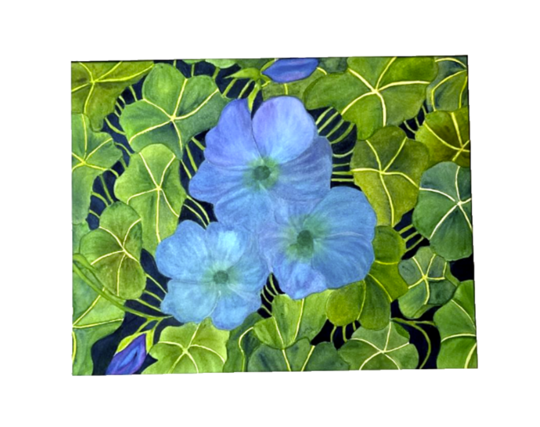 Painting Watercolor Flower Petunia Blue Purple Art