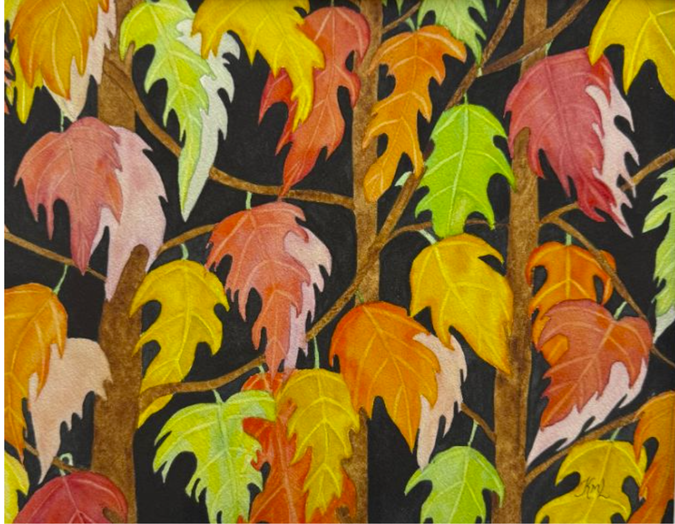 Painting Watercolor Leaves Autumn Orange Yellow