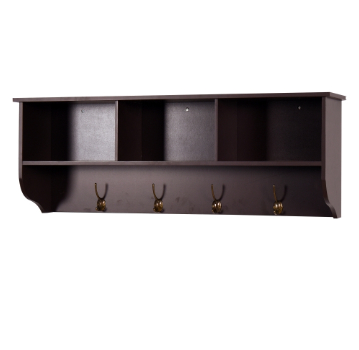 Espresso Entryway Wall Mounted Coat Rack