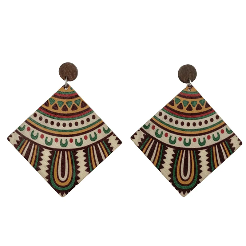 MEKIMI JEWELRY-Retro Rhombus Wood