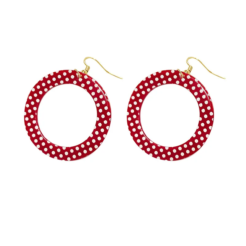 MEKIMI JEWELRY- Red Earrings With Polka Dot