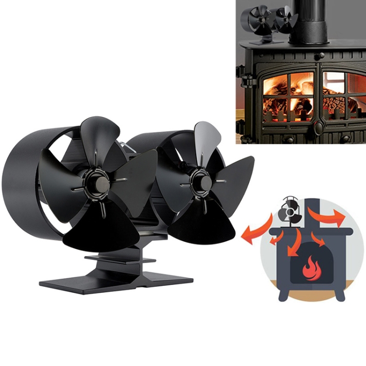 Double Head 8-Blade Aluminum Heat Powered Fireplac