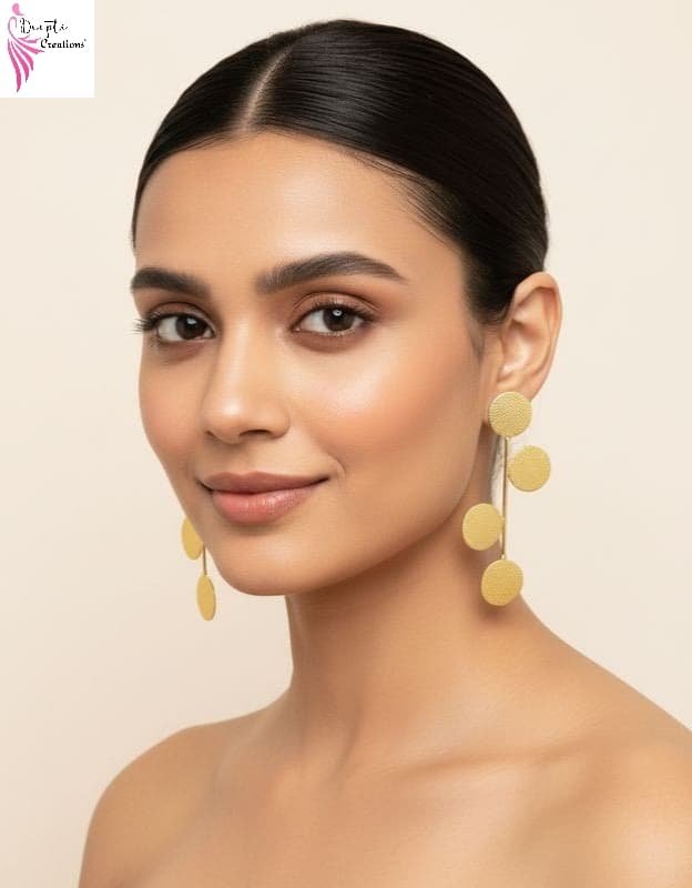 Mat Finish Long Gold earrings image
