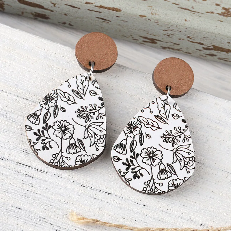 MEKIMI JEWELRY- Retro Style Flowers Wood