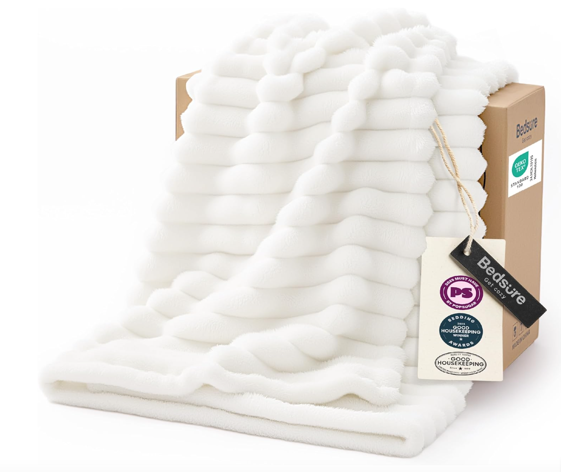 GentleSoft White Throw Blanket for Couch
