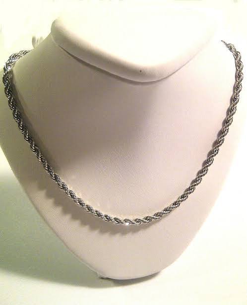 3mm Rope Chain Plated Silver 9.25